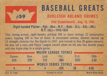 Burleigh Grimes  baseball card collectible - Main Image 2