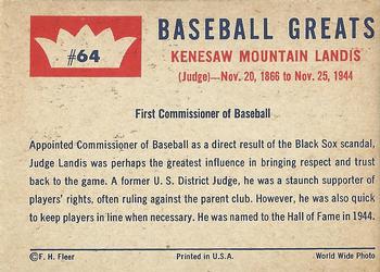 Kenesaw Landis  baseball card collectible - Main Image 2