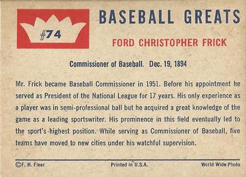 Ford Frick  baseball card collectible - Main Image 2