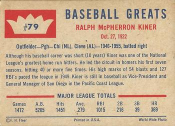 Ralph Kiner  baseball card collectible - Main Image 2