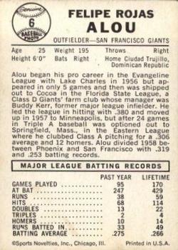 Felipe Alou  baseball card collectible - Main Image 2