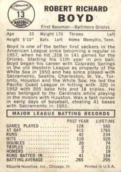 Bob Boyd  baseball card collectible - Main Image 2