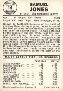 Sam Jones  baseball card collectible - Main Image 2