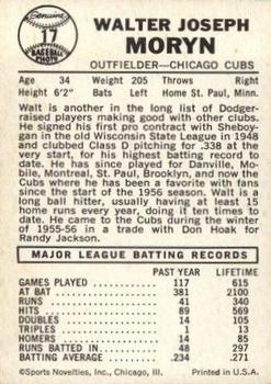 Walt Moryn  baseball card collectible - Main Image 2