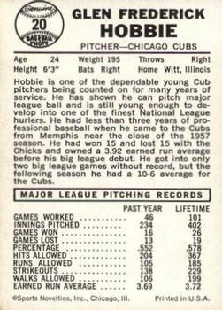 Glen Hobbie  baseball card collectible - Main Image 2