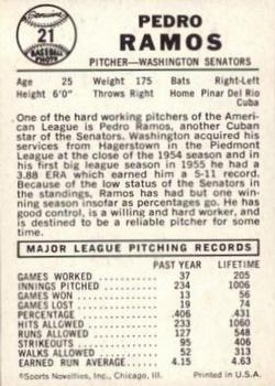 Pedro Ramos  baseball card collectible - Main Image 2