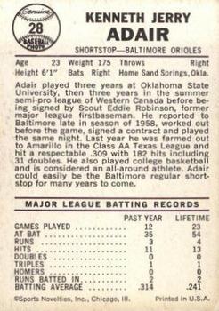 Jerry Adair  baseball card collectible - Main Image 2