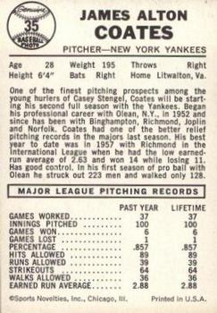 Jim Coates  baseball card collectible - Main Image 2