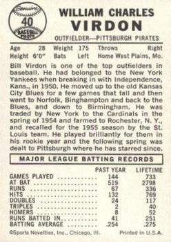 Bill Virdon  baseball card collectible - Main Image 2