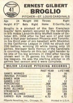 Ernie Broglio  baseball card collectible - Main Image 2