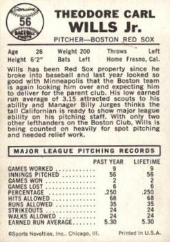 Ted Wills  baseball card collectible - Main Image 2