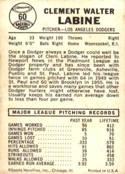 Clem Labine  baseball card collectible - Main Image 2