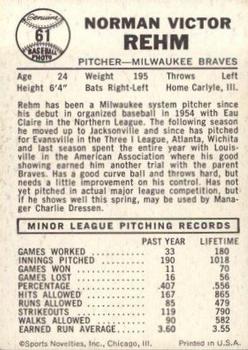 Vic Rehm  baseball card collectible - Main Image 2