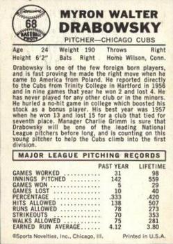 Moe Drabowsky  baseball card collectible - Main Image 2