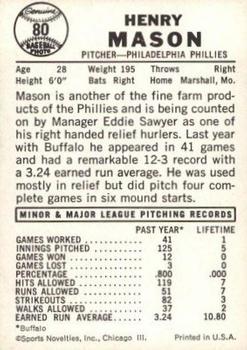 Henry Mason  baseball card collectible - Main Image 2