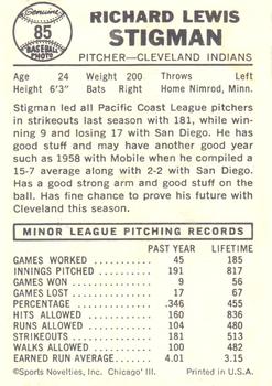 Dick Stigman  baseball card collectible - Main Image 2