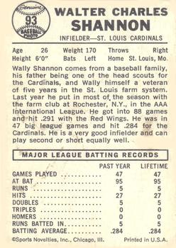 Wally Shannon  baseball card collectible - Main Image 2