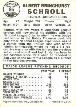 Al Schroll  baseball card collectible - Main Image 2
