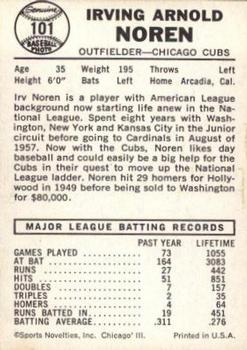 Irv Noren  baseball card collectible - Main Image 2