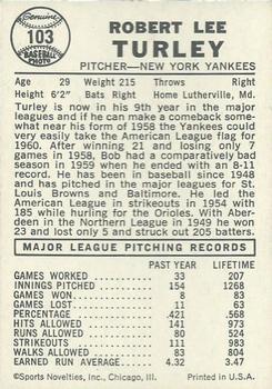 Bob Turley  baseball card collectible - Main Image 2