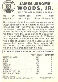 Jim Woods  baseball card collectible - Main Image 2