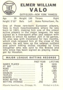 Elmer Valo  baseball card collectible - Main Image 2