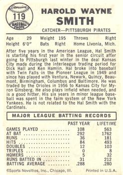 Hal Smith  baseball card collectible - Main Image 2