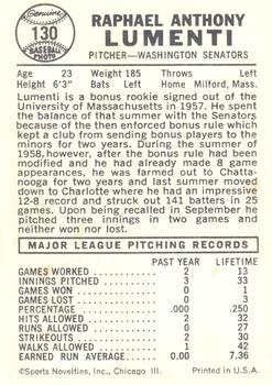 Ralph Lumenti  baseball card collectible - Main Image 2