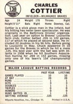 Chuck Cottier  baseball card collectible - Main Image 2