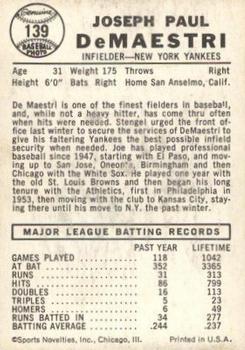 Joe DeMaestri  baseball card collectible - Main Image 2