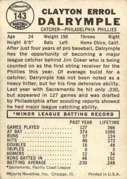 Clay Dalrymple  baseball card collectible - Main Image 2