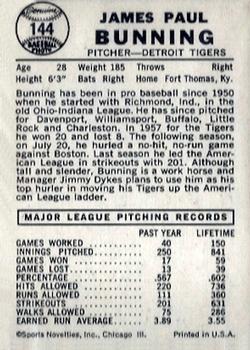 Jim Bunning  baseball card collectible - Main Image 2