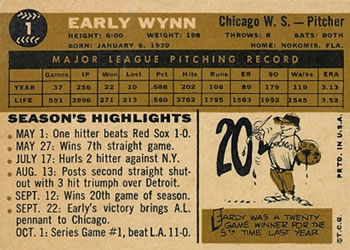Early Wynn  baseball card collectible - Main Image 2