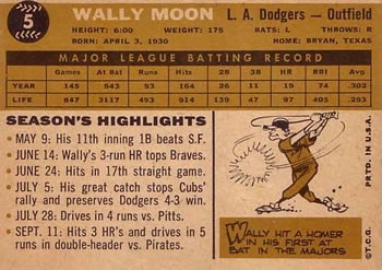 Wally Moon  baseball card collectible - Main Image 2