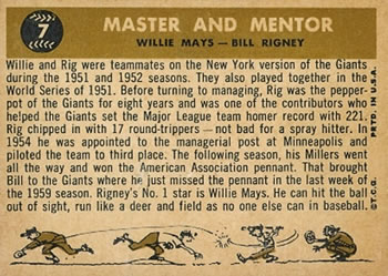 Master & Mentor (Willie Mays / Bill Rigney)  baseball card collectible - Main Image 2