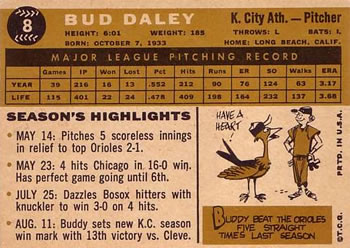 Bud Daley  baseball card collectible - Main Image 2