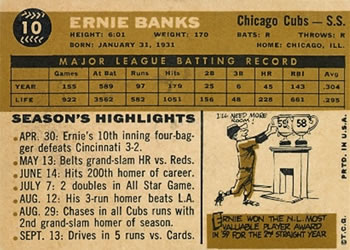 Ernie Banks  baseball card collectible - Main Image 2