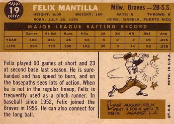 Felix Mantilla  baseball card collectible - Main Image 2