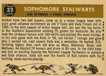 Sophomore Stalwarts (Jim O’Toole / Vada Pinson)  baseball card collectible - Main Image 2