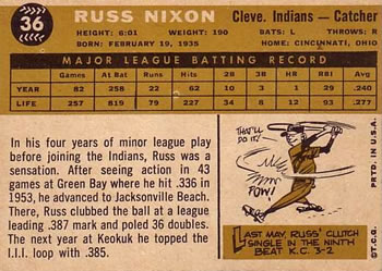 Russ Nixon  baseball card collectible - Main Image 2