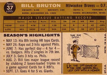 Bill Bruton  baseball card collectible - Main Image 2