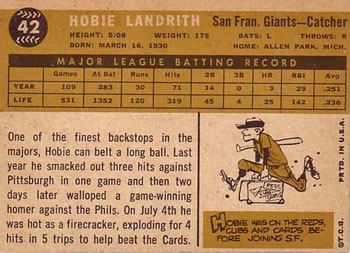 Hobie Landrith  baseball card collectible - Main Image 2