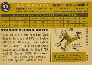 Al Kaline  baseball card collectible - Main Image 2