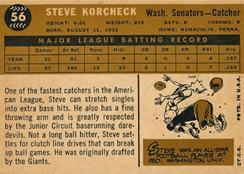 Steve Korcheck  baseball card collectible - Main Image 2