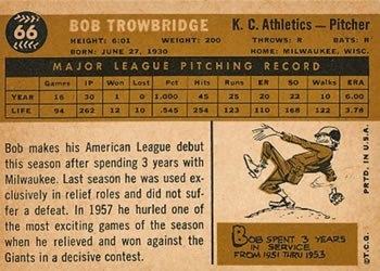 Bob Trowbridge  baseball card collectible - Main Image 2