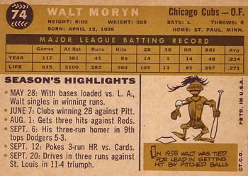 Walt Moryn  baseball card collectible - Main Image 2