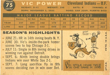 Vic Power  baseball card collectible - Main Image 2