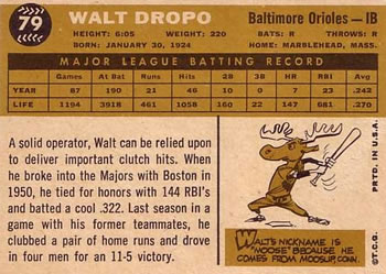 Walt Dropo  baseball card collectible - Main Image 2
