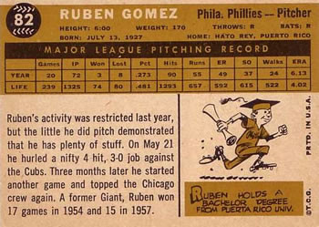 Ruben Gomez  baseball card collectible - Main Image 2