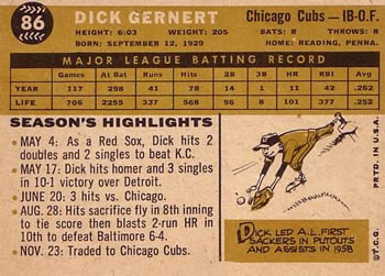 Dick Gernert  baseball card collectible - Main Image 2